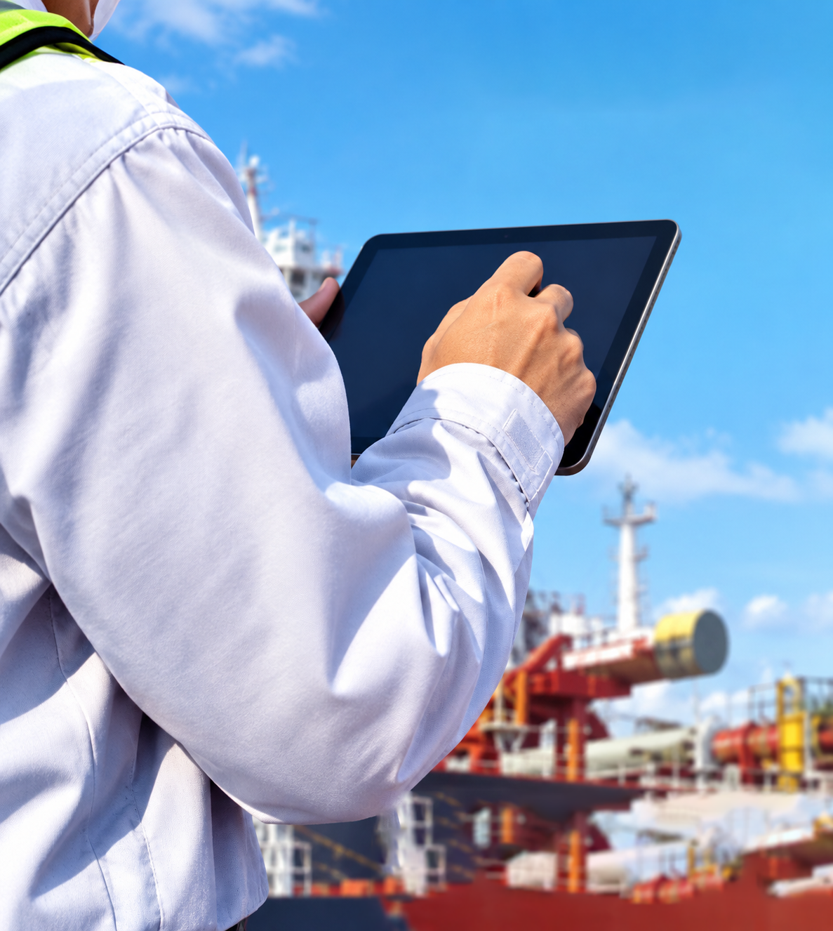 A cargo inspector reviewing cargo operations